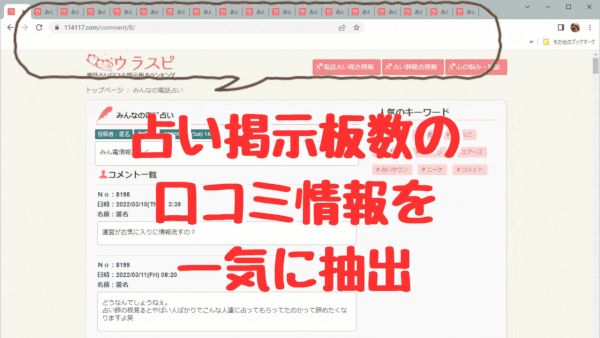 電話占いの口コミ分析プログラムのイメージ