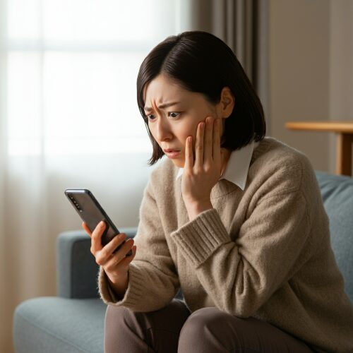 電話占いの情報に悩む女性