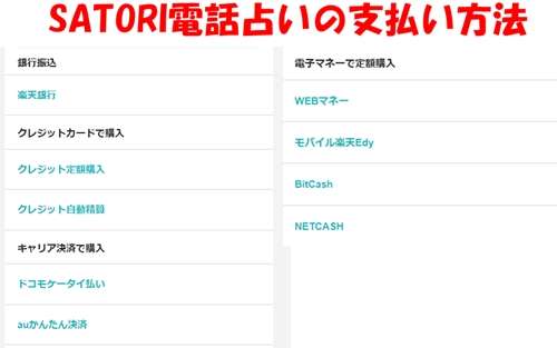 SATORI電話占い 支払い方法