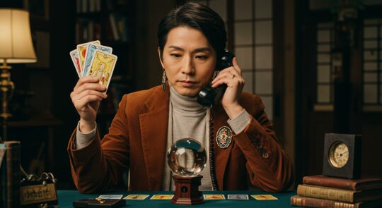 電話で鑑定する占い師のイメージ