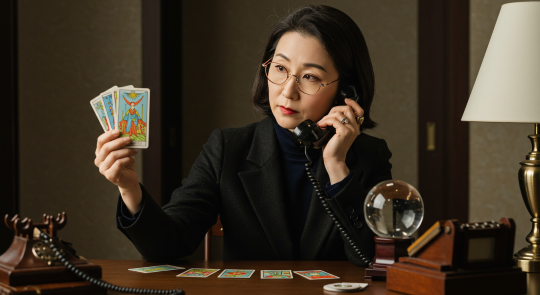 電話占いウラナで電話占いをする占い師